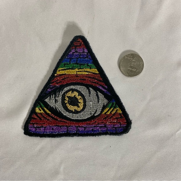 Dandy Flower Trash Clown-Core Artist Made Metallic Eyelluminati Iron On Patch - Picture 3 of 3